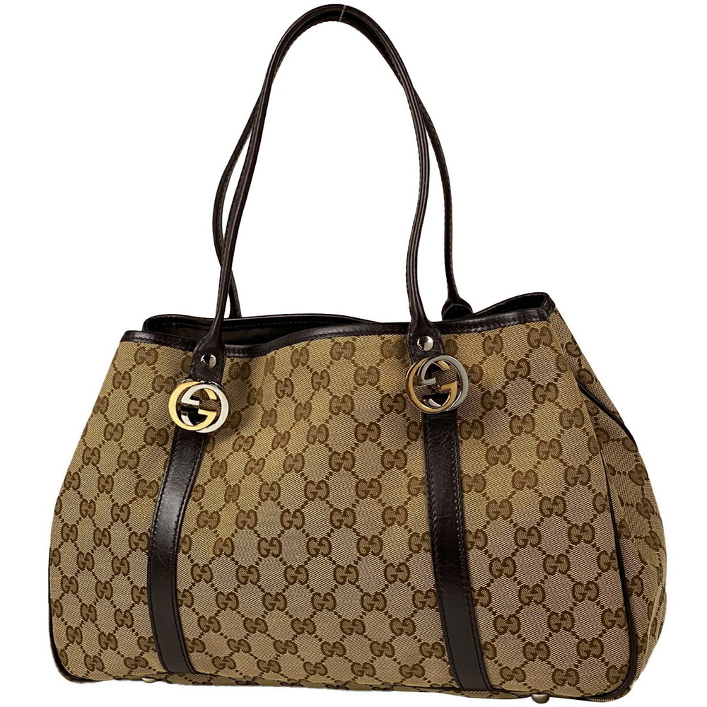 Gucci GG tote bag shoulder handbag Twins canvas brown